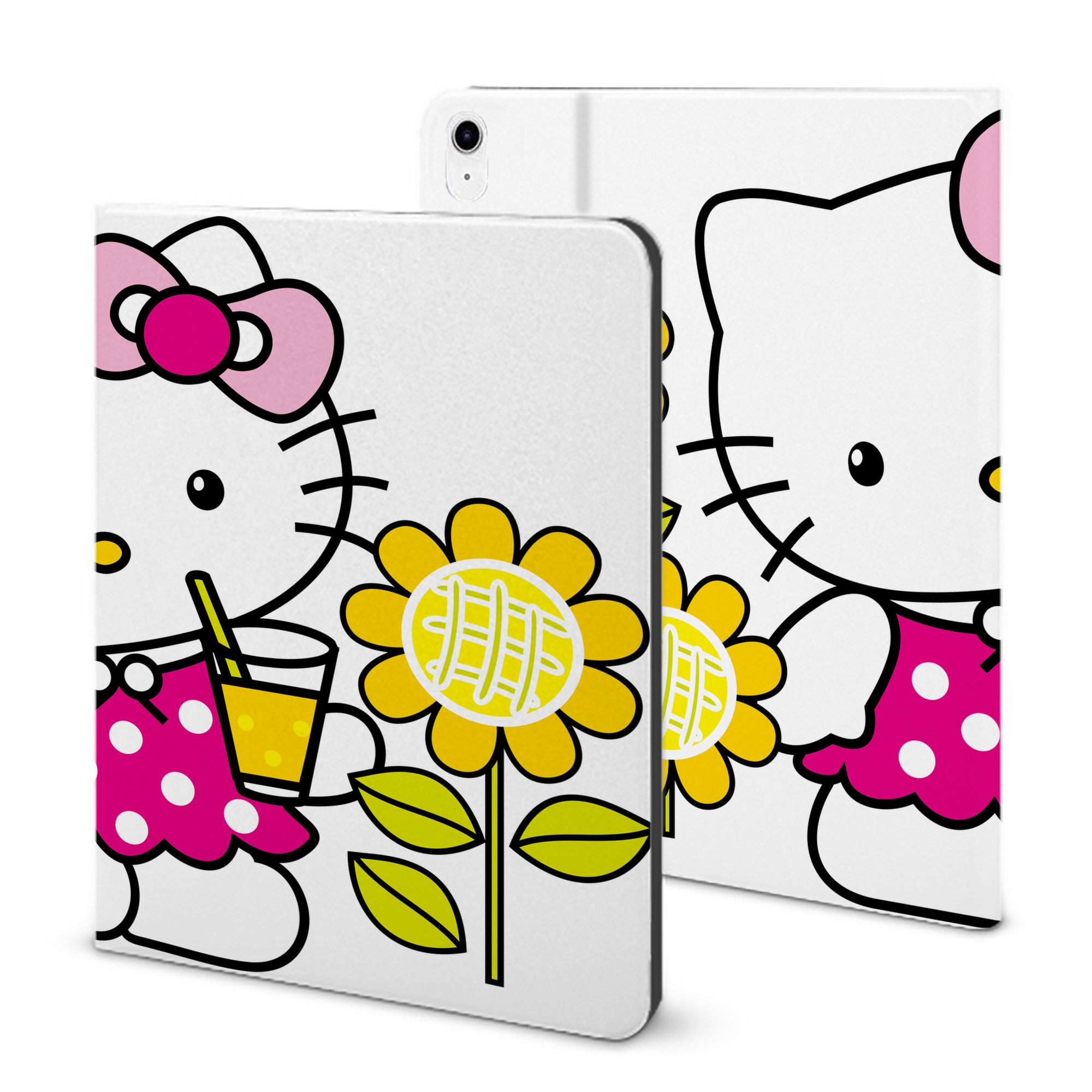 （画像用） Hello Kitty ハローキティ IPad ケース ブック型 PUレザー TPU 耐衝撃 軽量 薄型 ペン収納なし 全面保護 IPad 各モデル対応